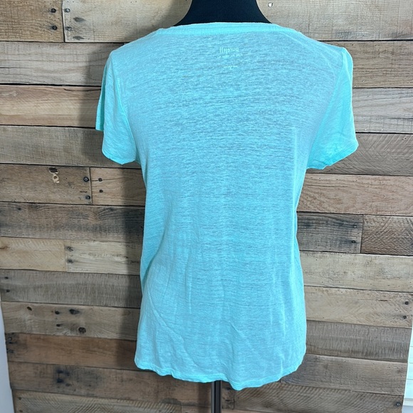 J. Jill Women’s Aquamarine Short Sleeve Summer Wrap Top - Picture 2 of 4